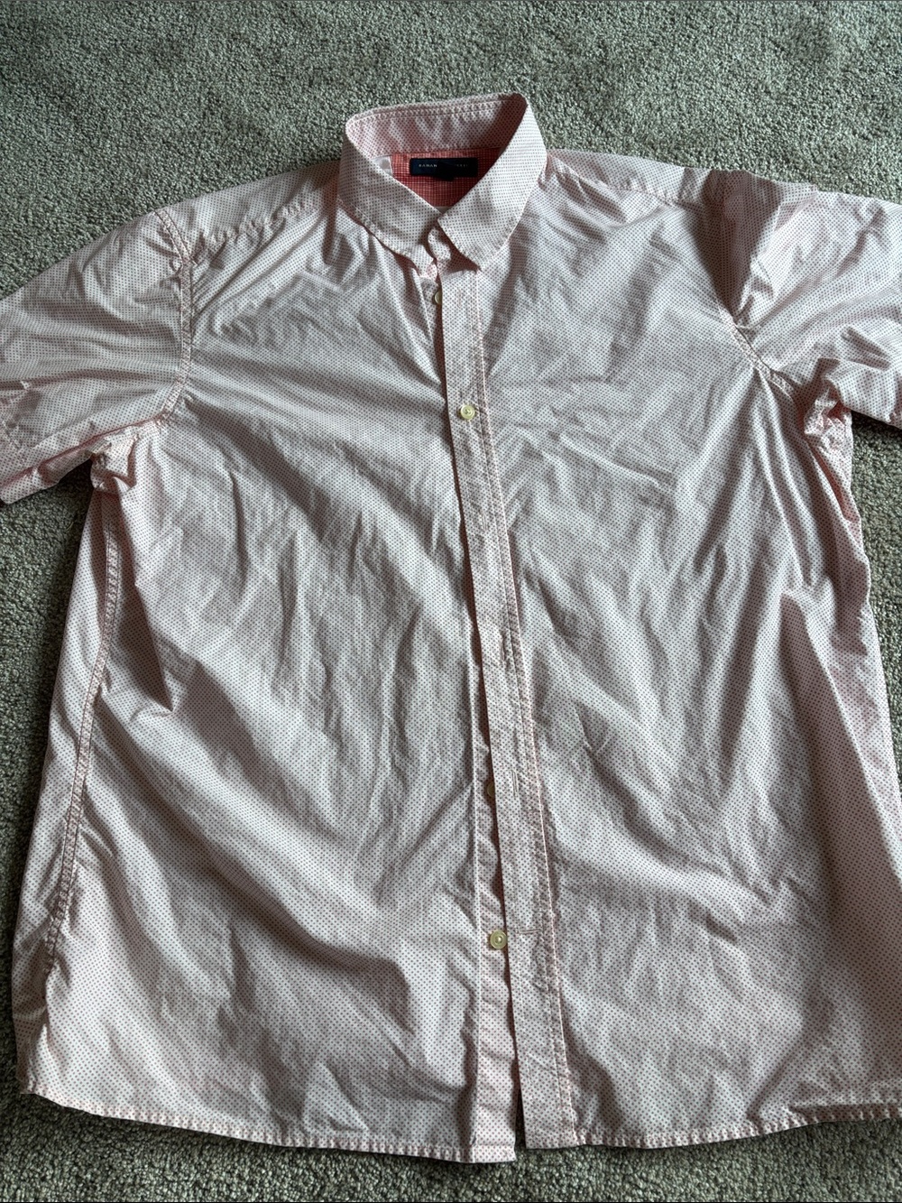 Banana Republic Light Orange Microdot Short-Sleeve Button-Down Shirt - slim fit